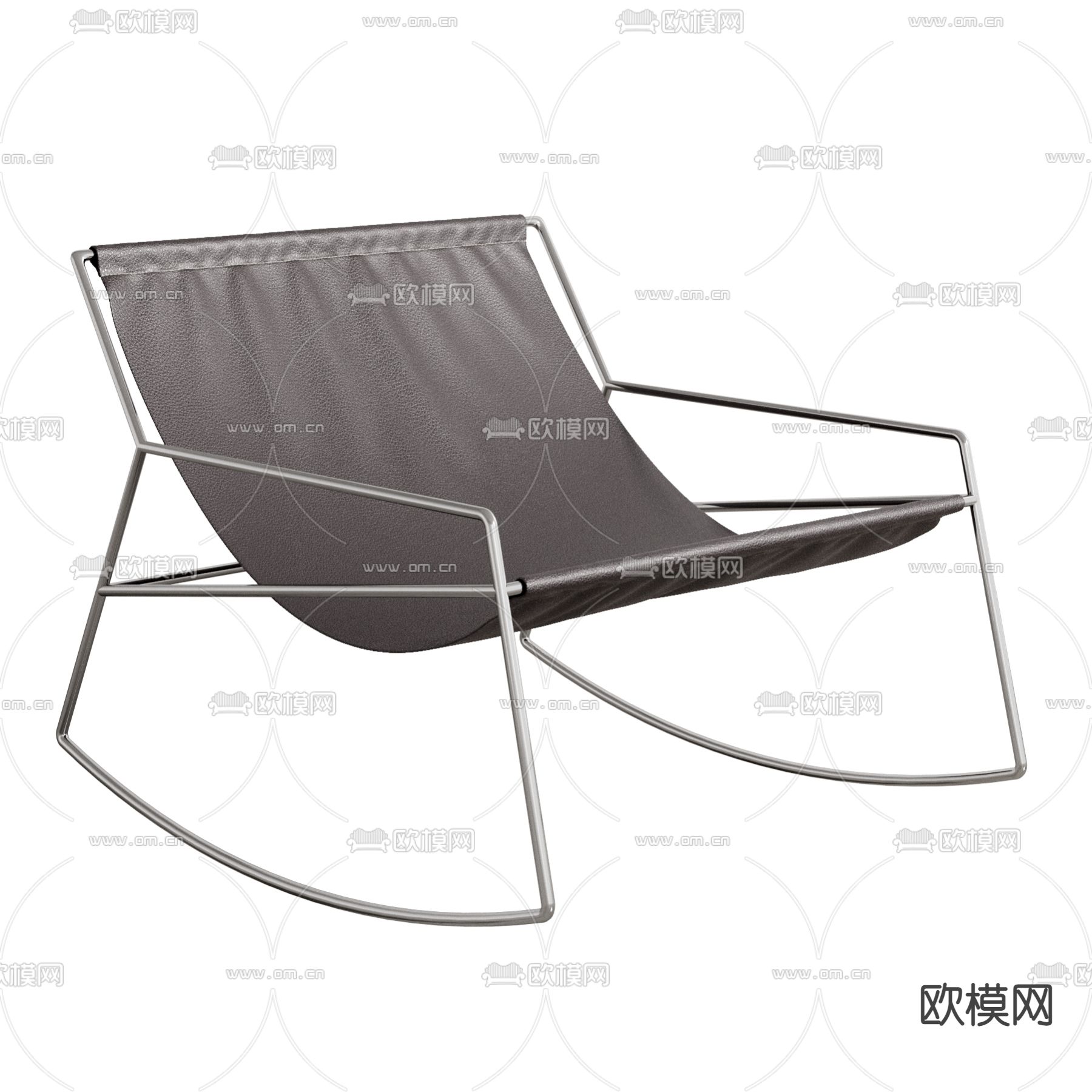 现代橙色皮革躺椅3d模型下载（渲染图2）