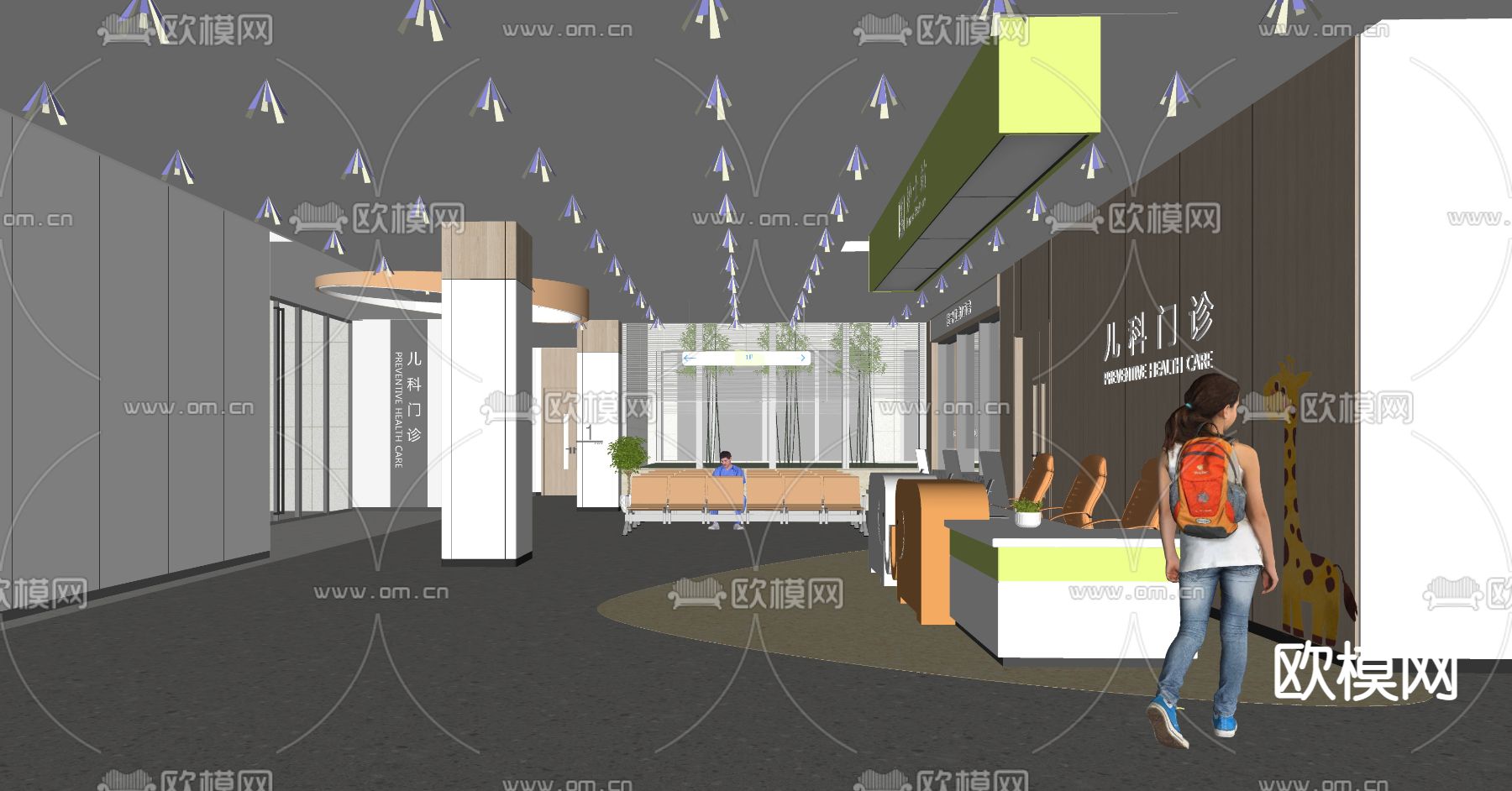 现代医院儿科门诊su模型下载（渲染图3）
