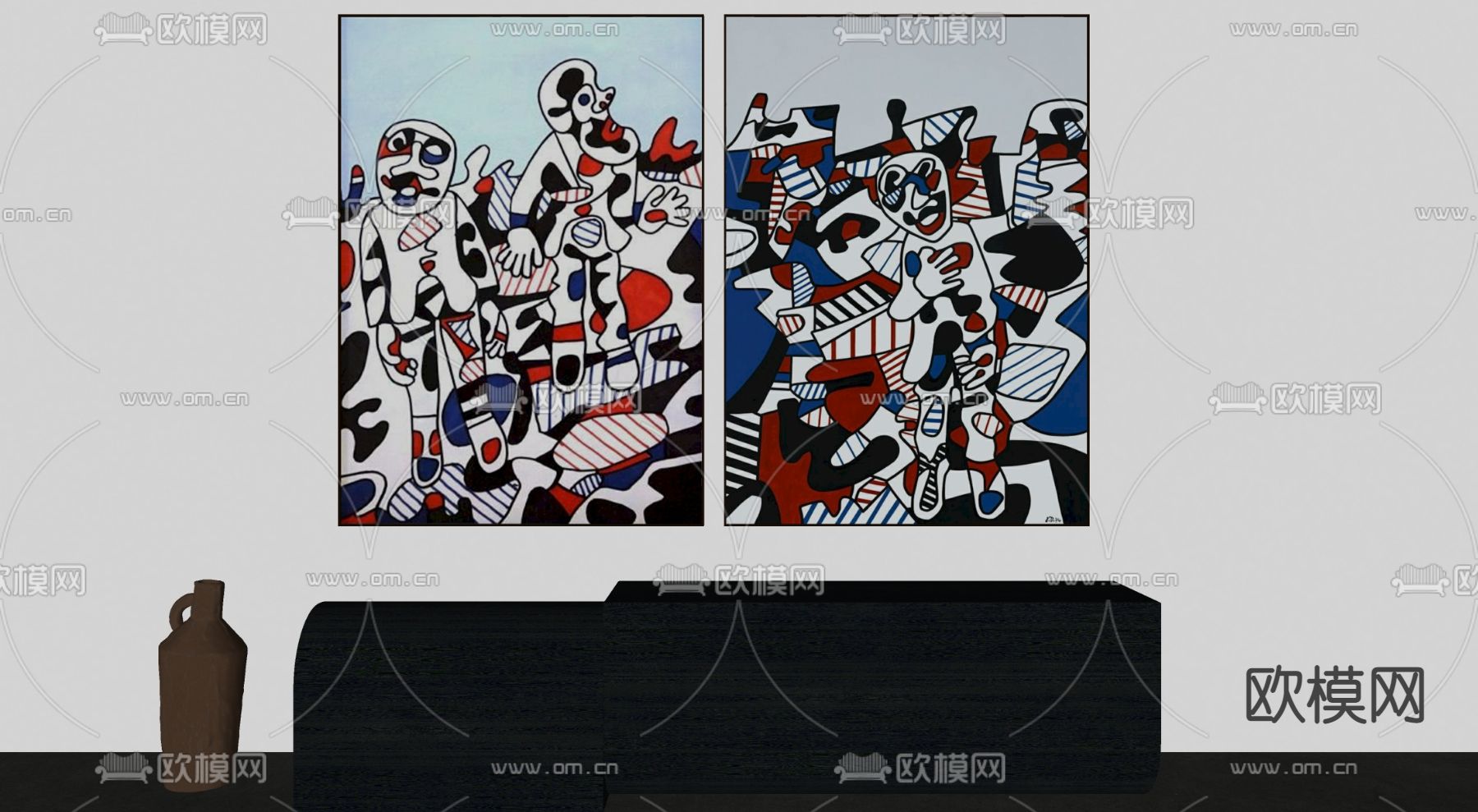 现代抽象装饰画su模型