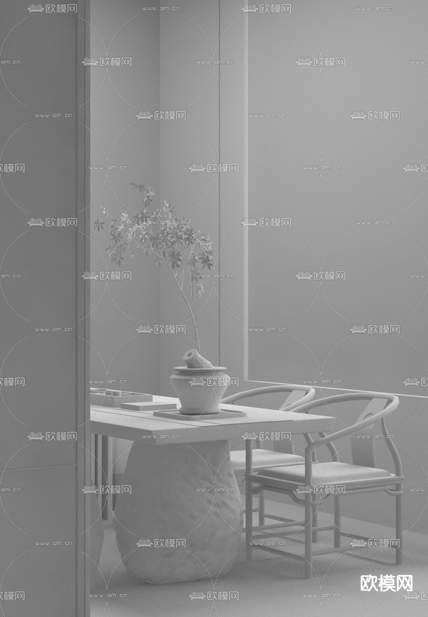 零次方设计 新中式茶室3d模型