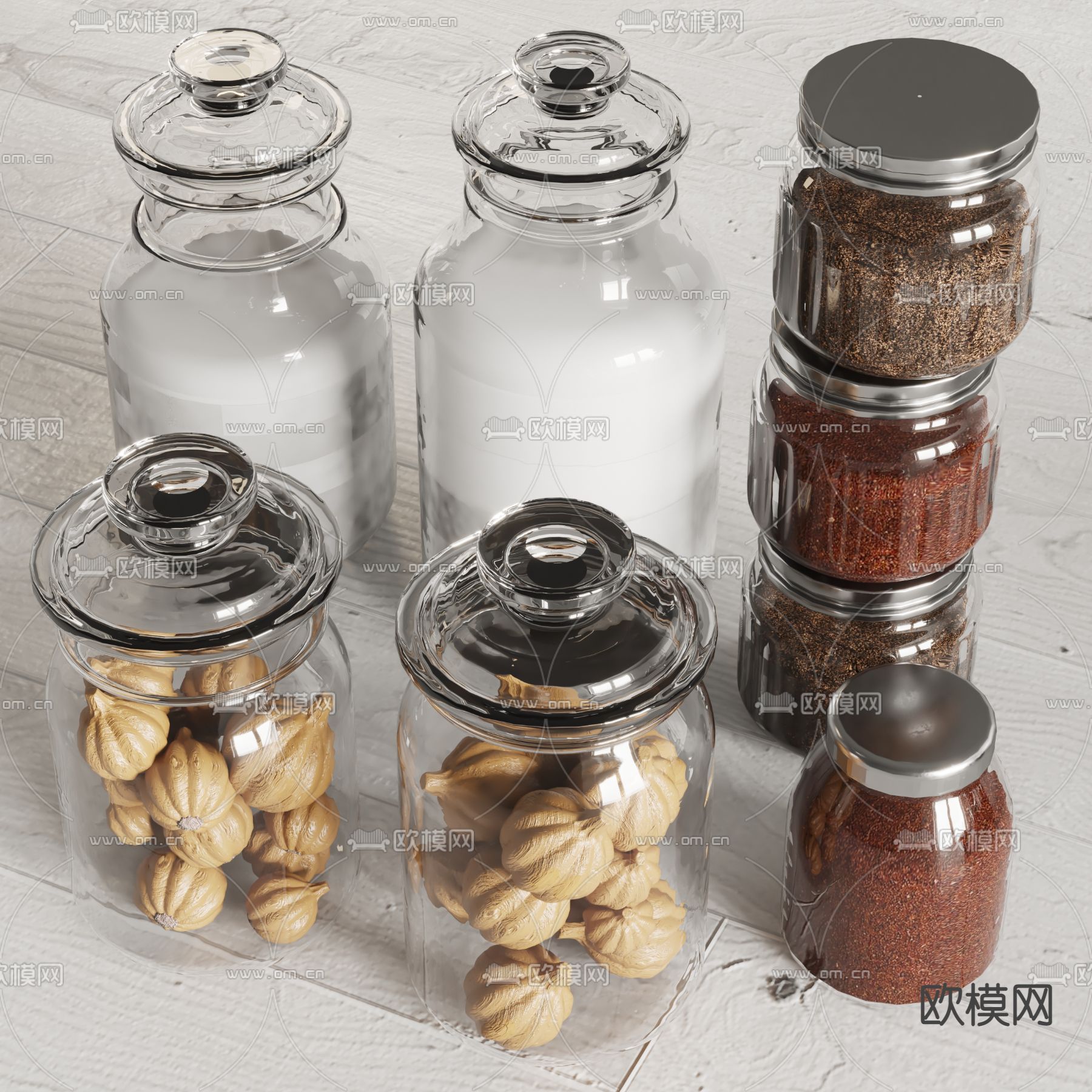 现代调料瓶大蒜su模型下载（渲染图1）