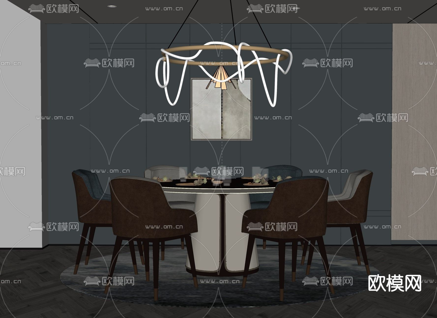 北欧餐厅su模型下载（渲染图2）