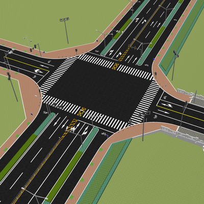  现代市政道路su模型 