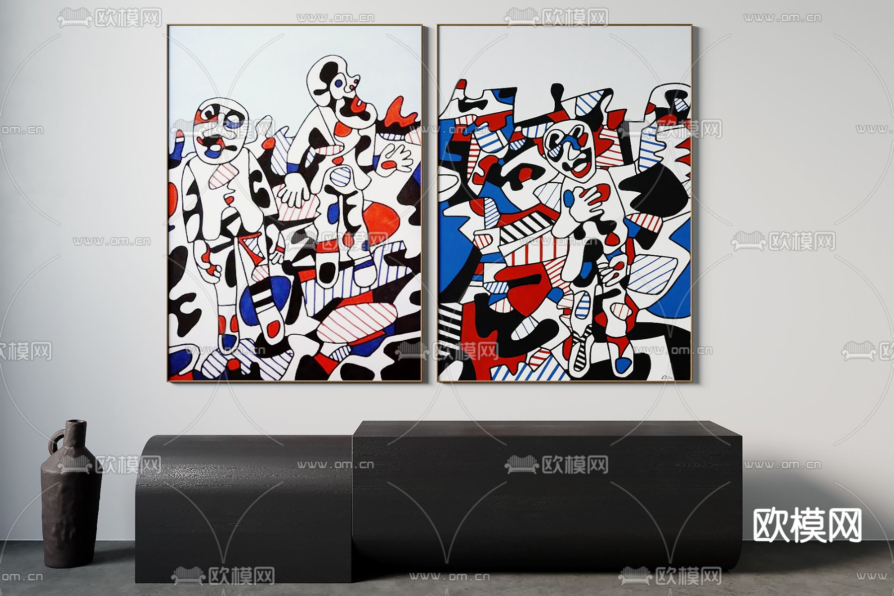 现代抽象装饰画su模型