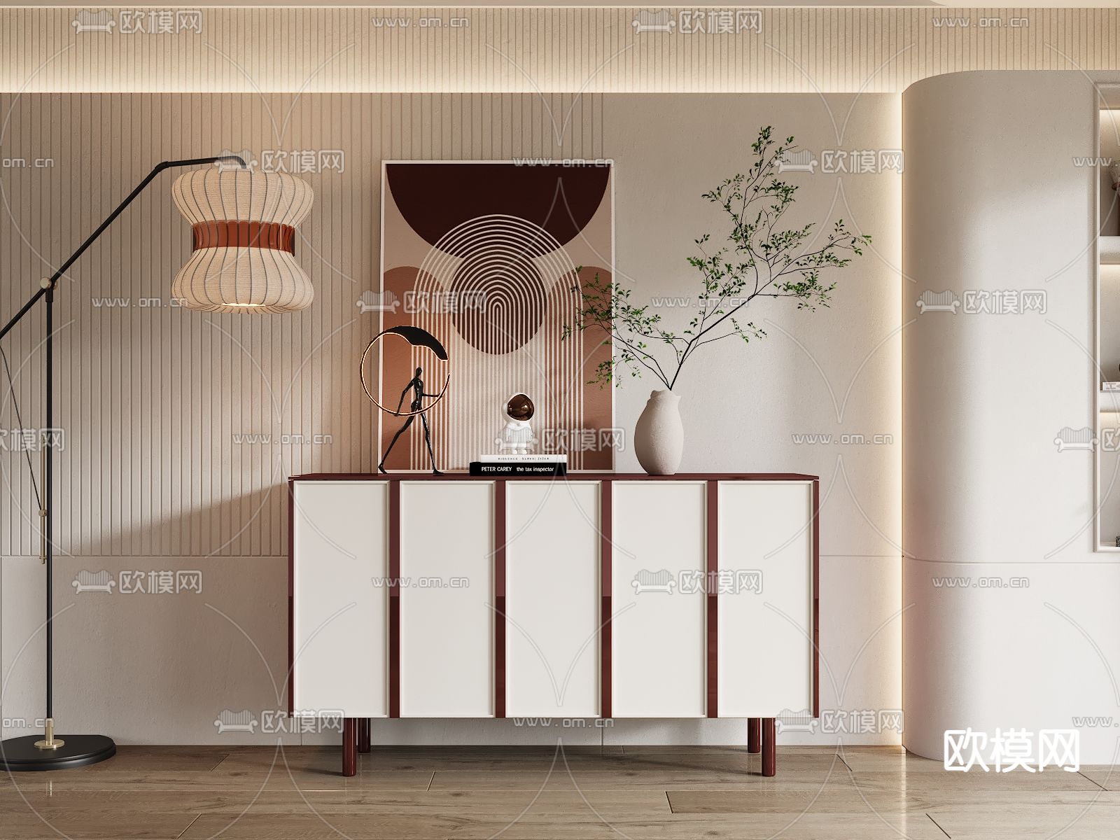 现代烤漆玄关边柜3d模型下载