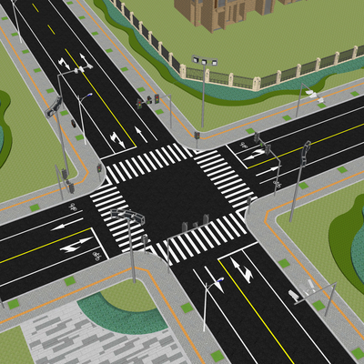  现代市政道路su模型 