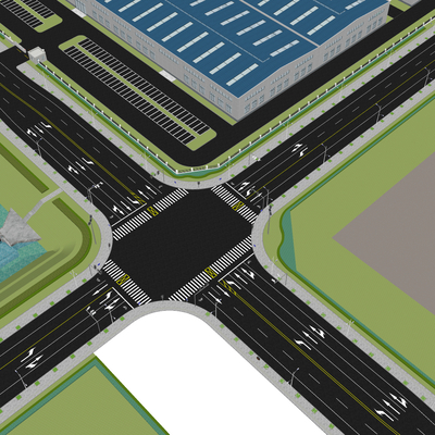  现代市政道路su模型 
