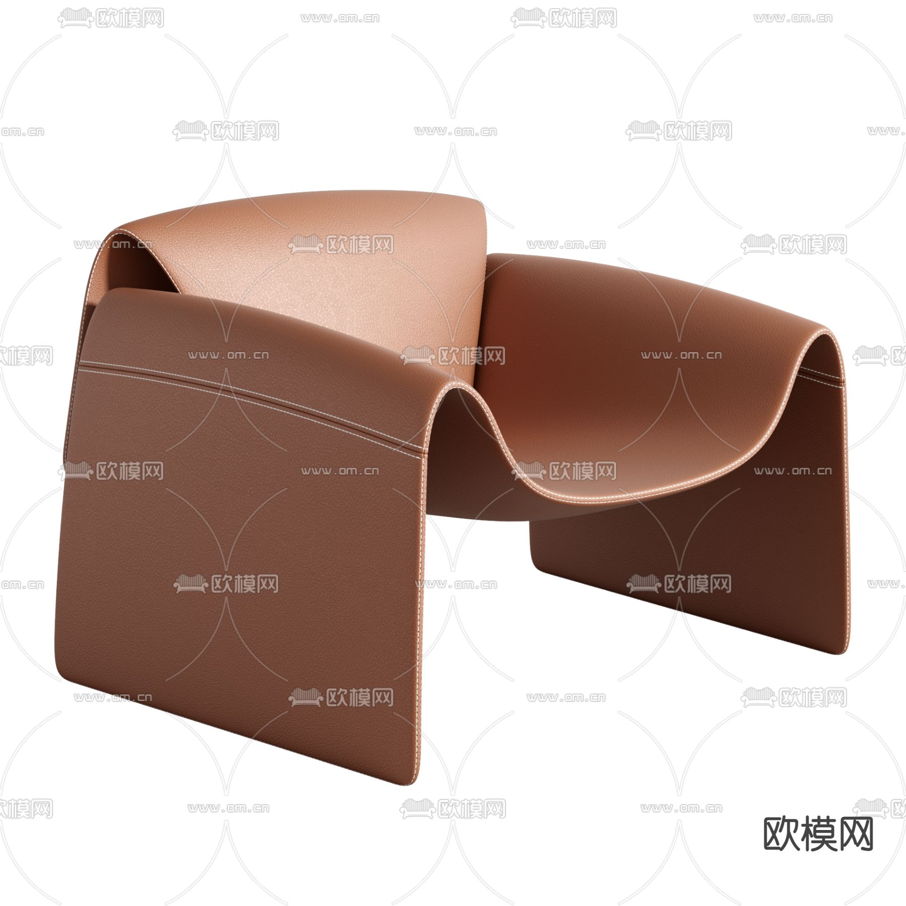 现代M字形皮革休闲椅3d模型