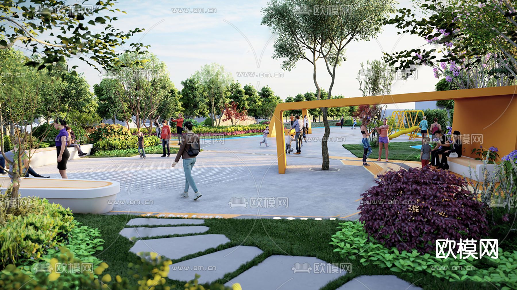 现代公园景观su模型