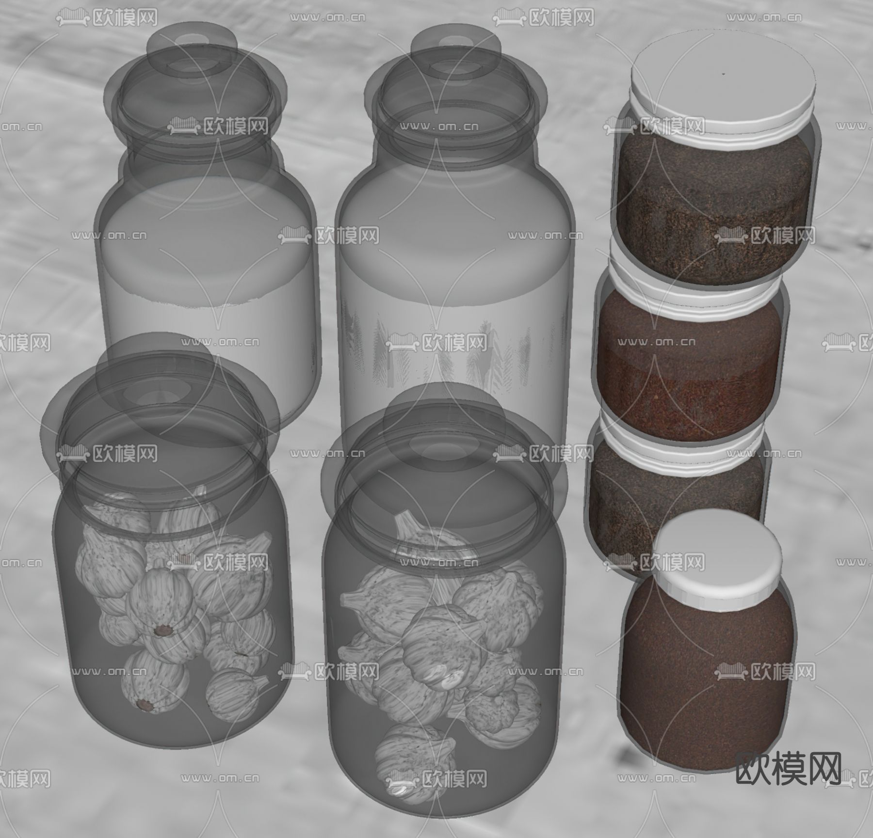 现代调料瓶大蒜su模型下载（渲染图2）