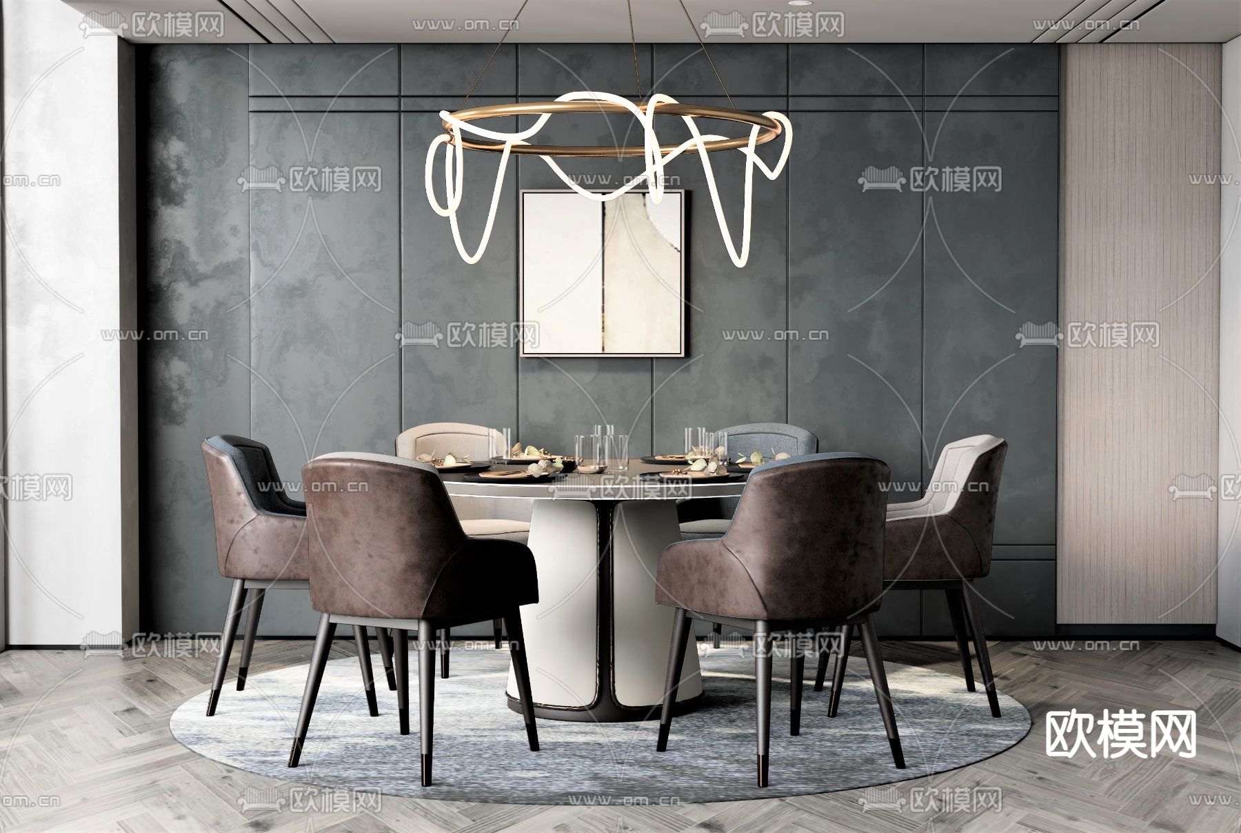 北欧餐厅su模型下载（渲染图1）