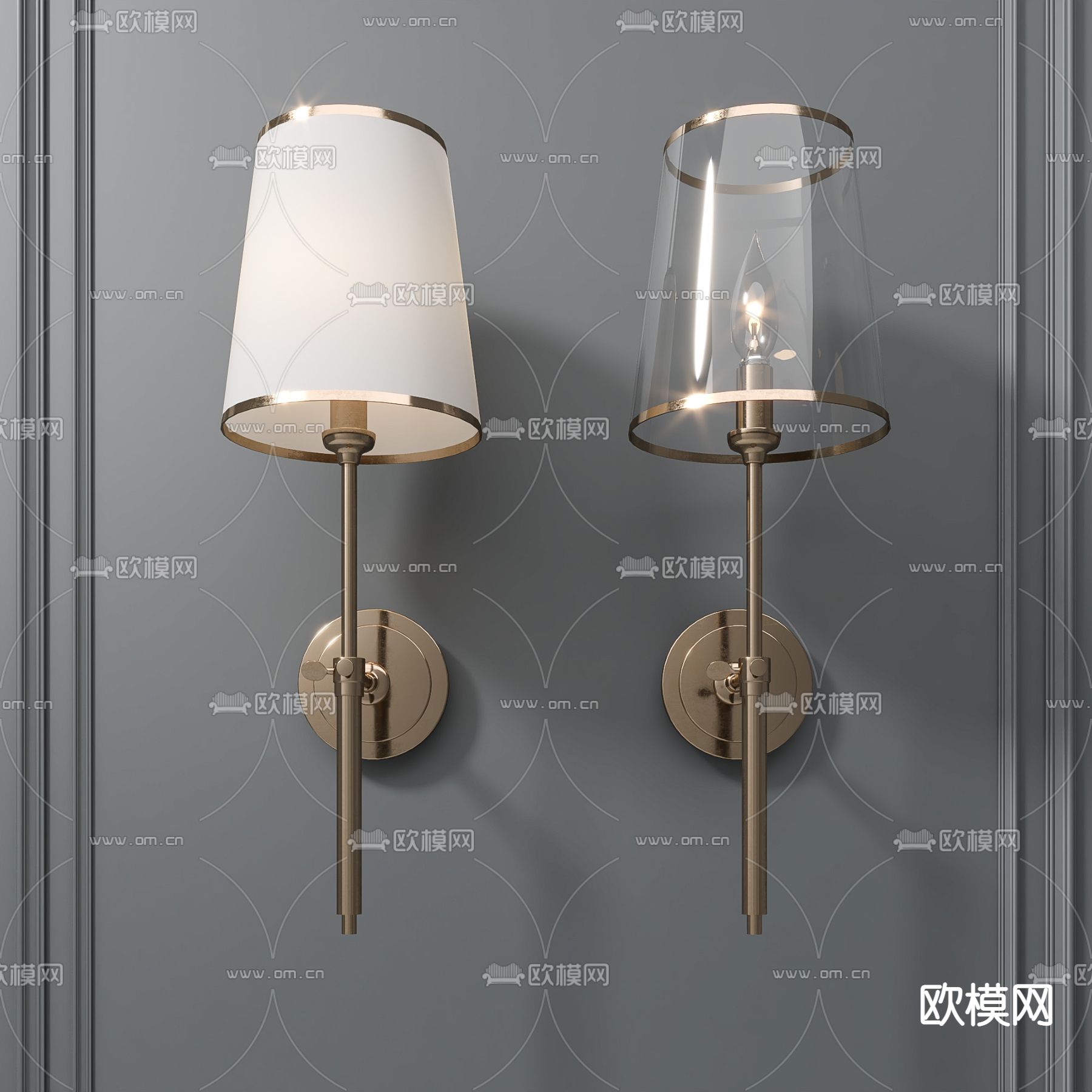 美式轻奢金属壁灯3d模型下载