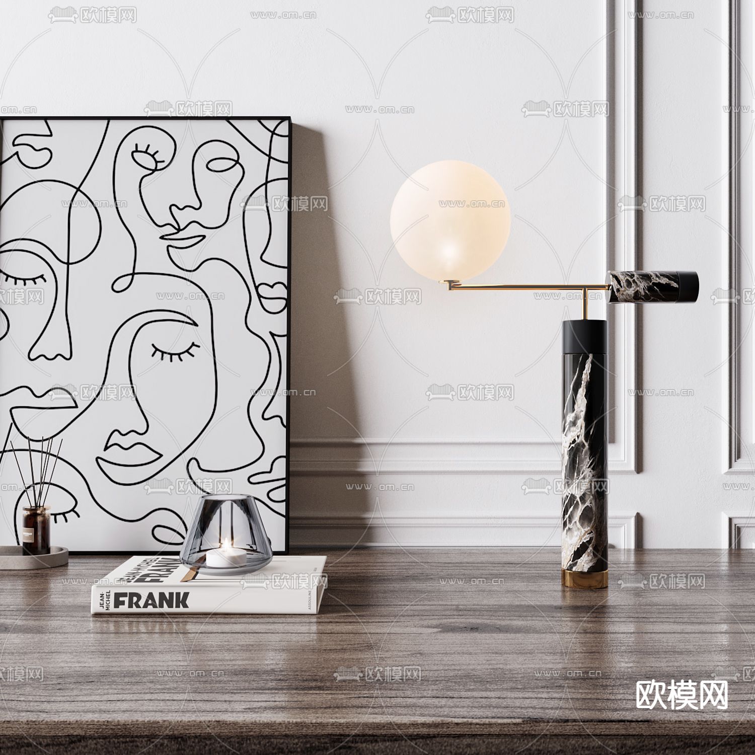 现代轻奢球型台灯3d模型下载