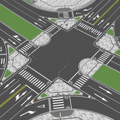  现代市政道路su模型 