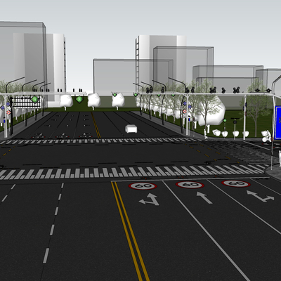  现代市政道路su模型 