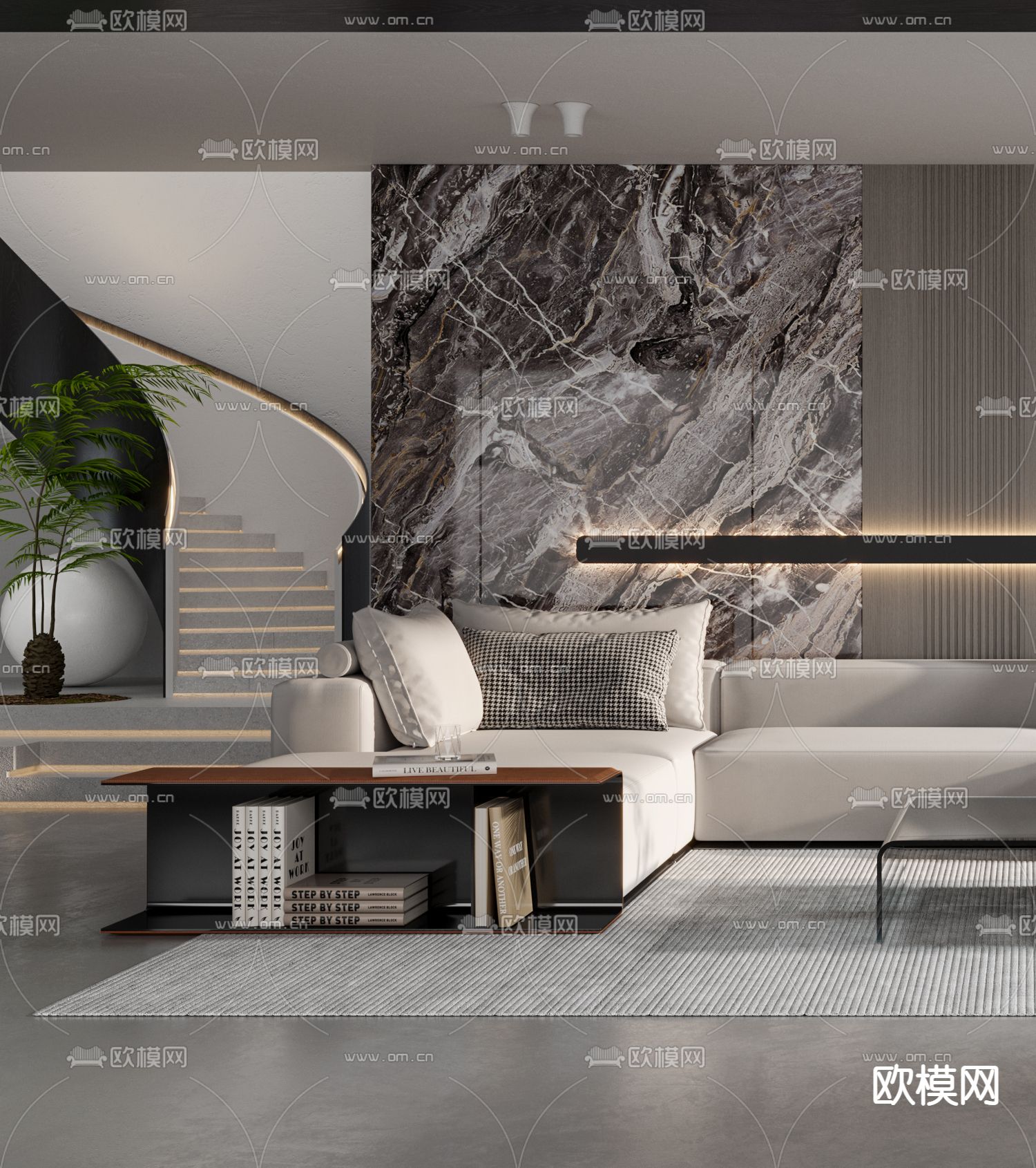 现代转角多人沙发组合3d模型