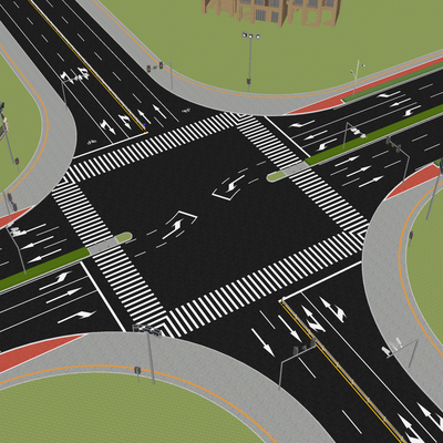  现代市政道路su模型 