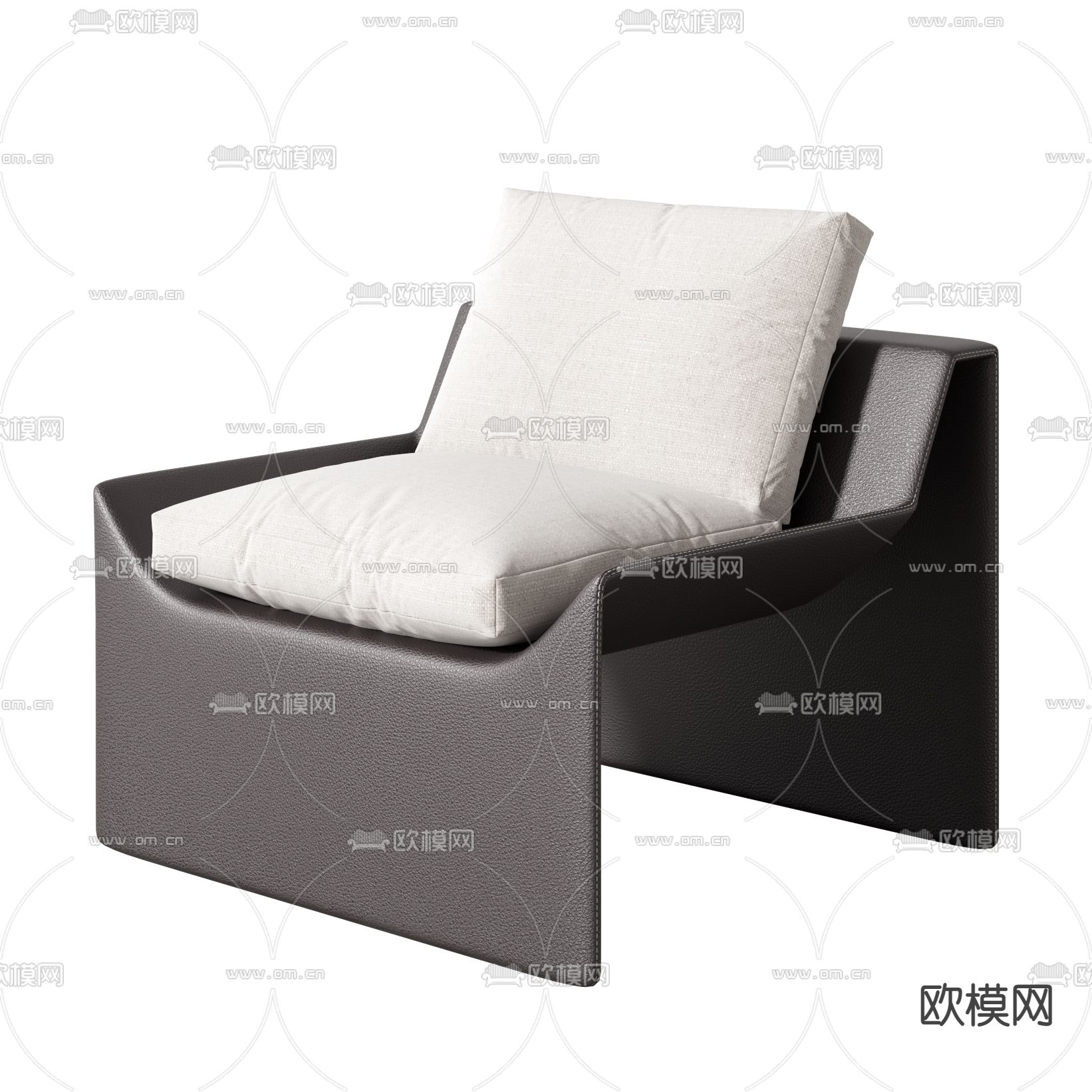 现代M字形皮革休闲椅3d模型