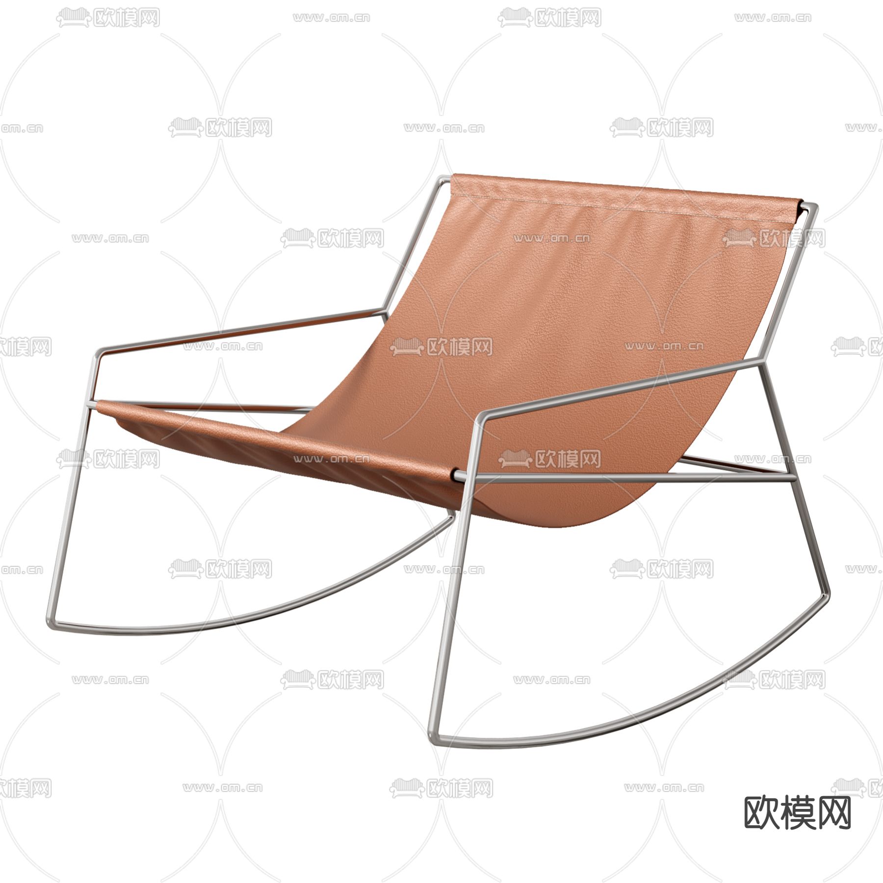 现代橙色皮革躺椅3d模型下载（渲染图3）