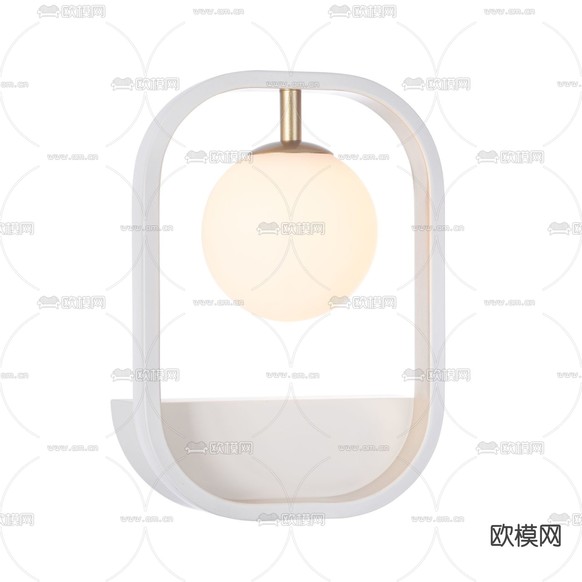 现代极简金属玻璃艺术台灯免费3d模型下载