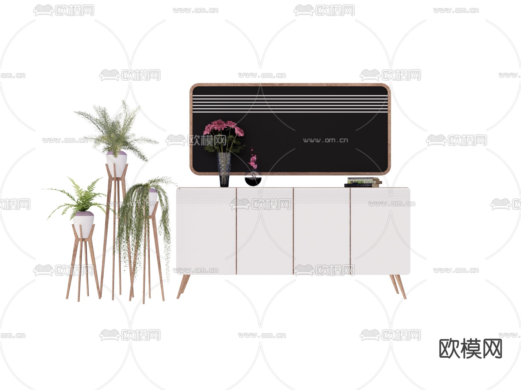 北欧边柜su模型下载（渲染图1）