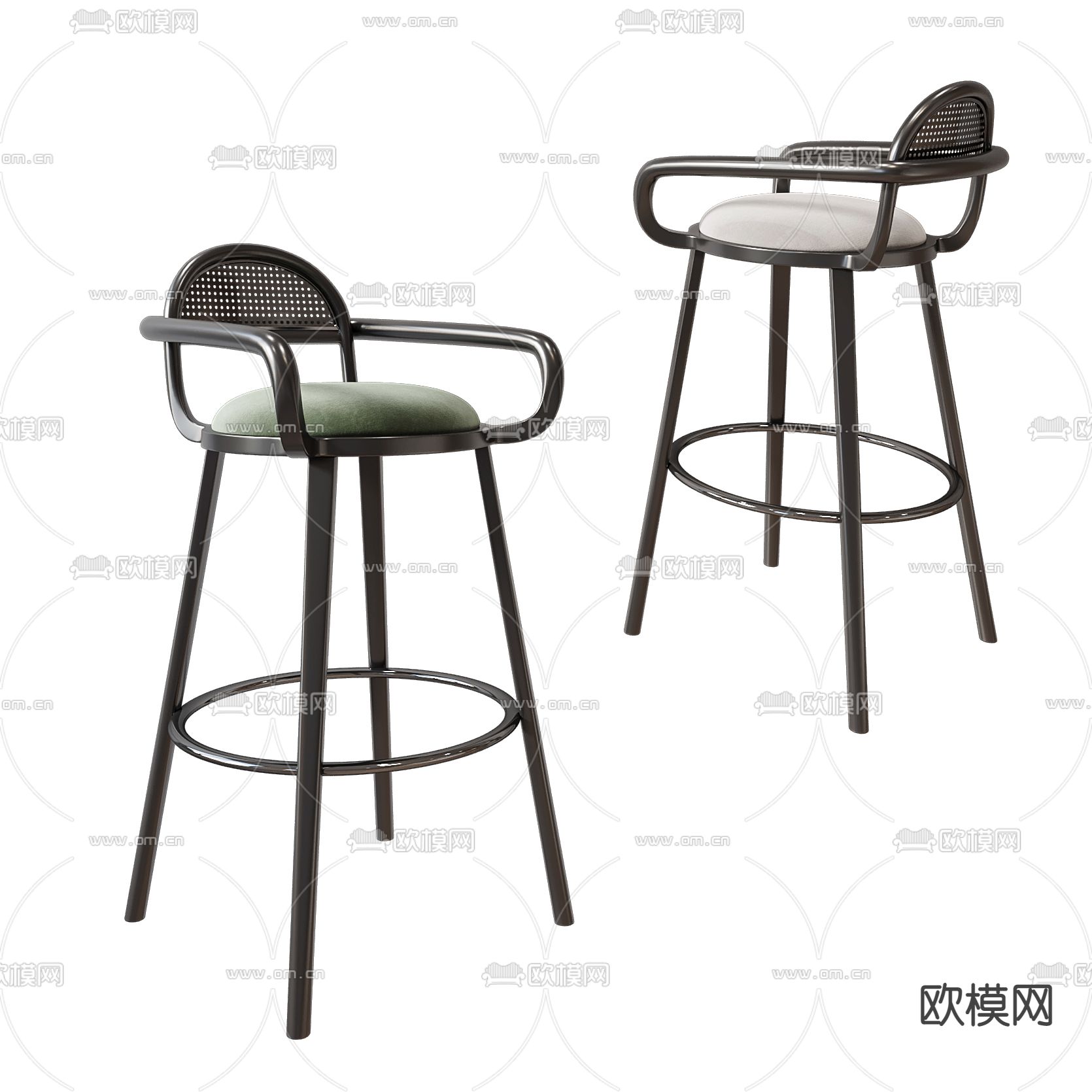 新中式高脚吧台椅3d模型下载