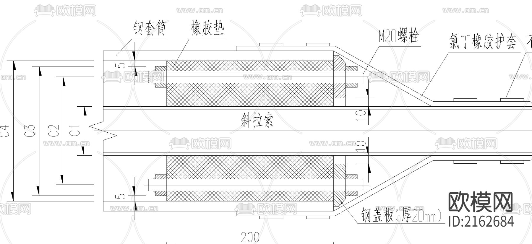 拉索构造CAD施工图下载（渲染图2）