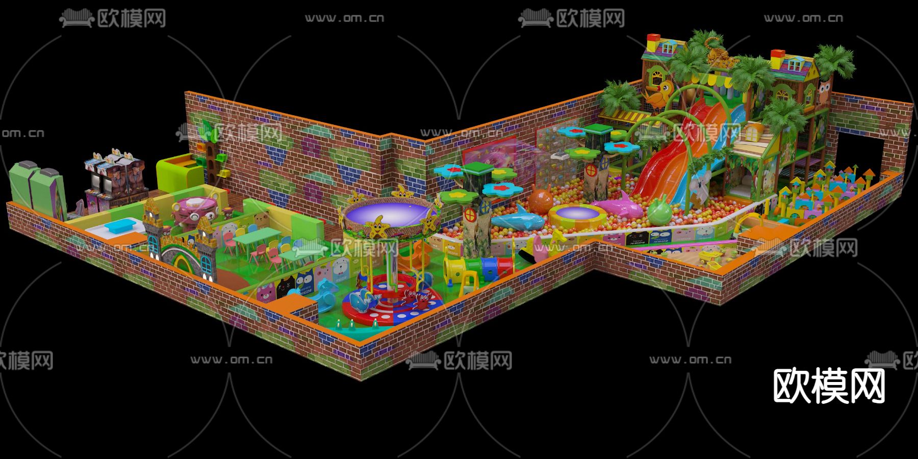现代森林系淘气堡3d模型下载