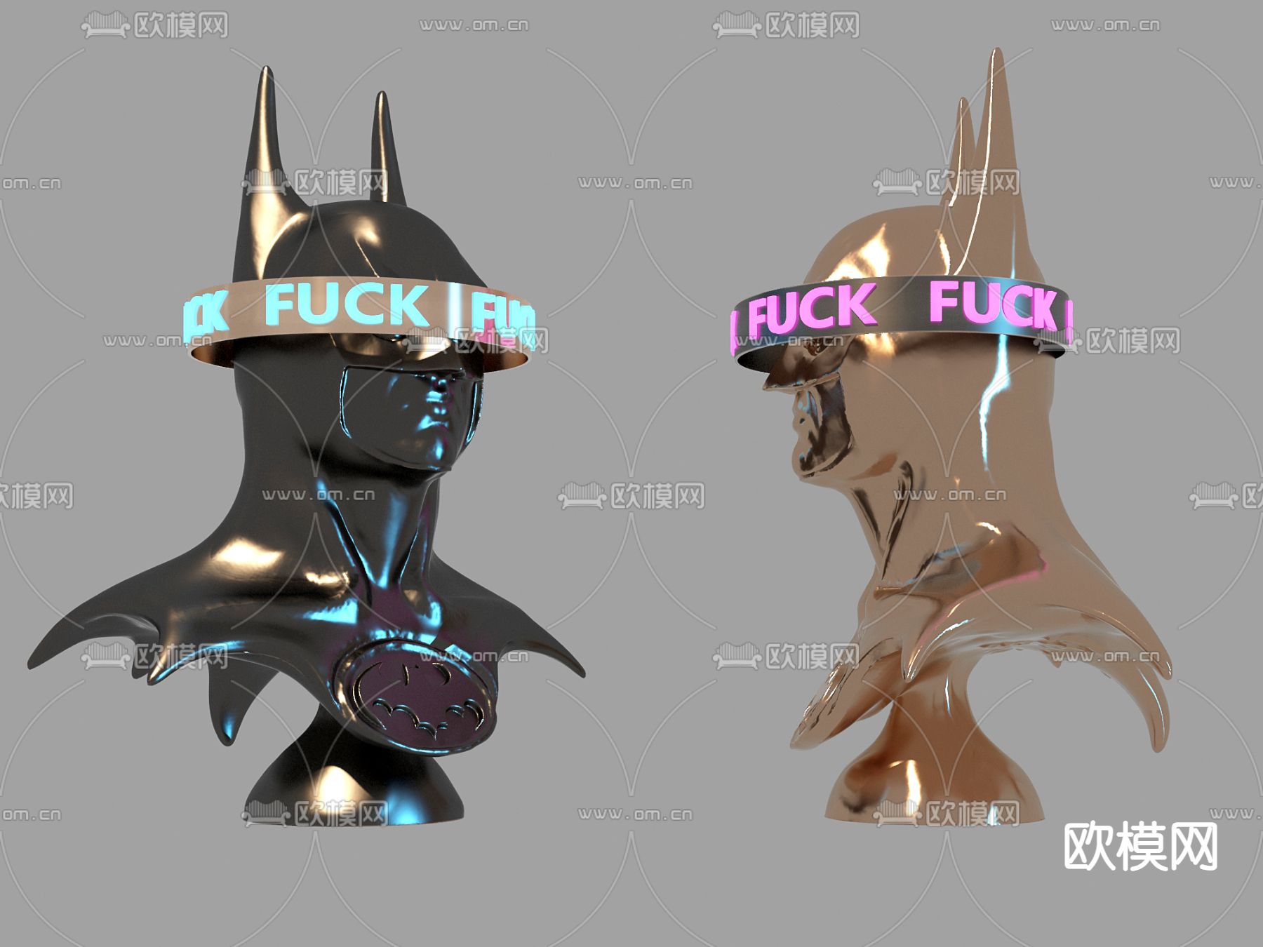 现代漫威蝙蝠侠潮玩雕塑艺术装置3d模型下载