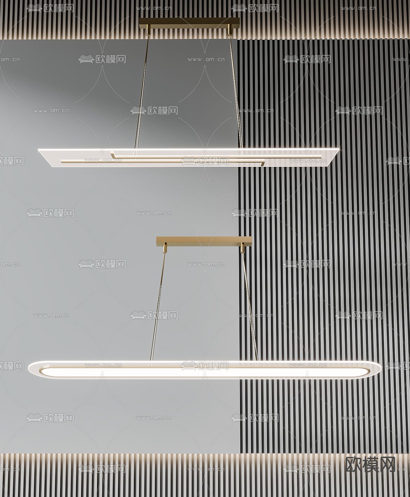 现代金属玻璃轻奢吊灯3d模型下载