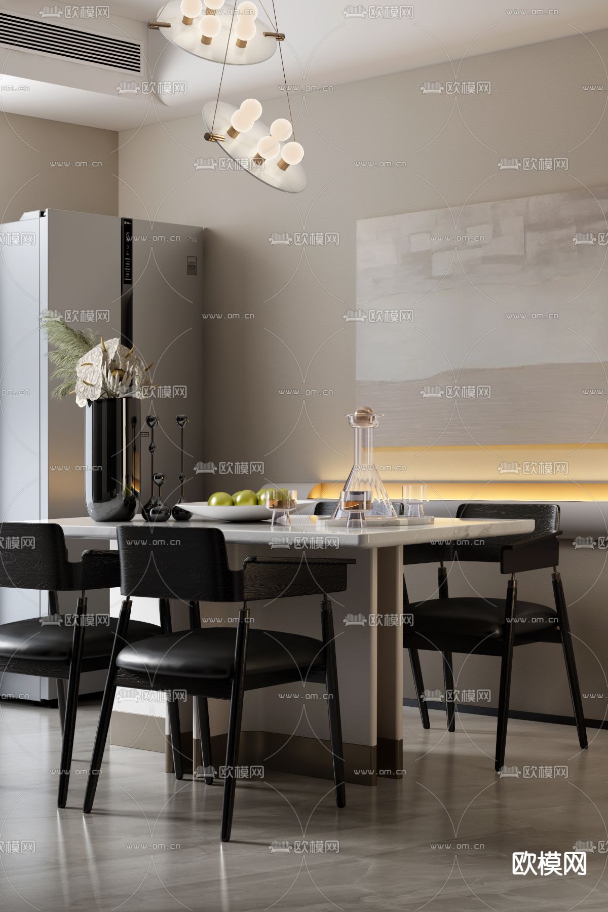 柘壹设计 现代餐厅3d模型
