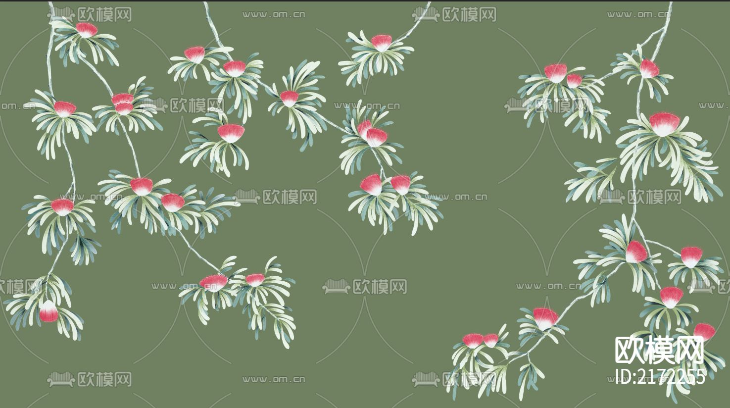 手绘花鸟壁纸贴图下载（渲染图2）