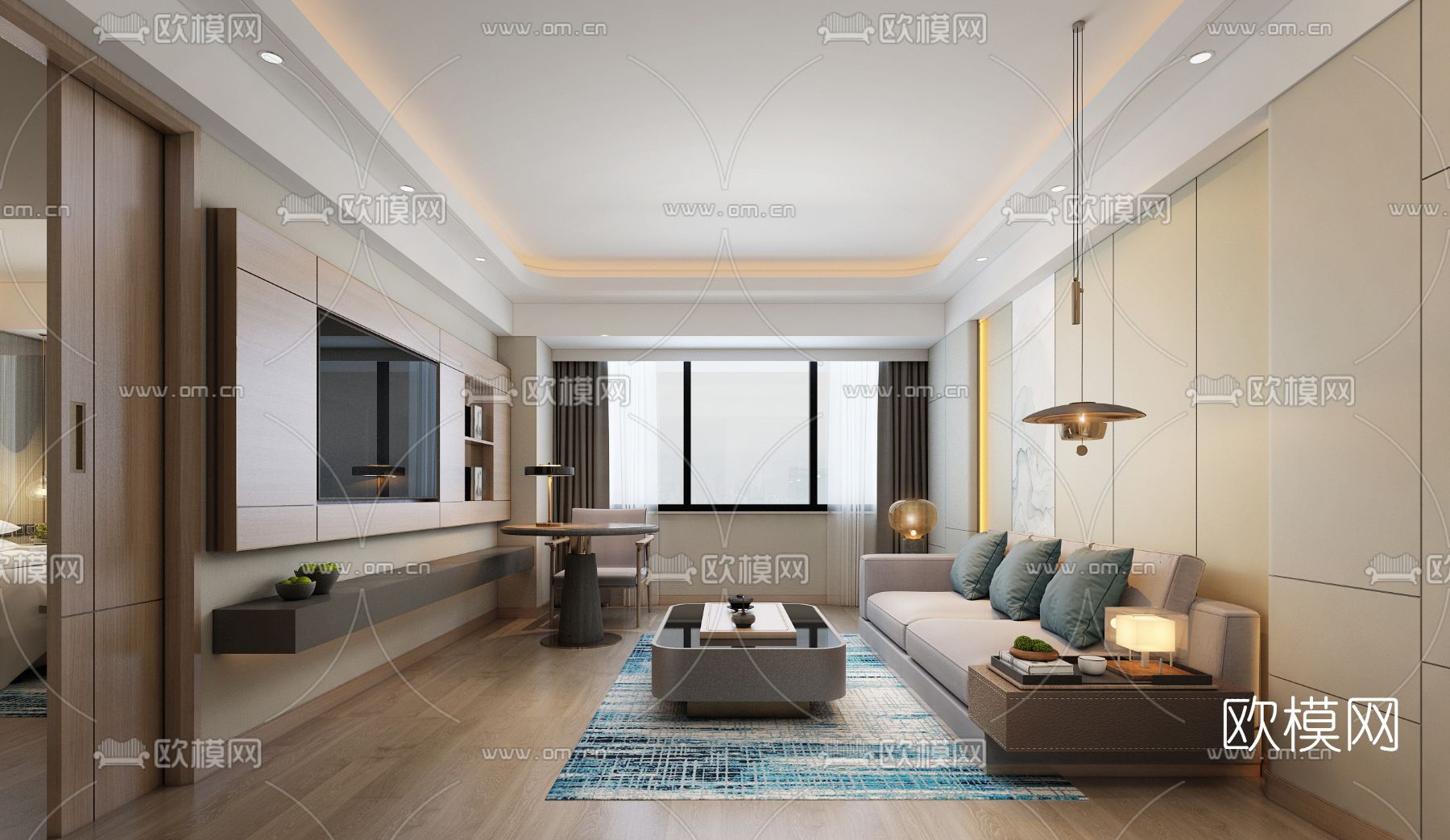 现代酒店客房套房3d模型下载