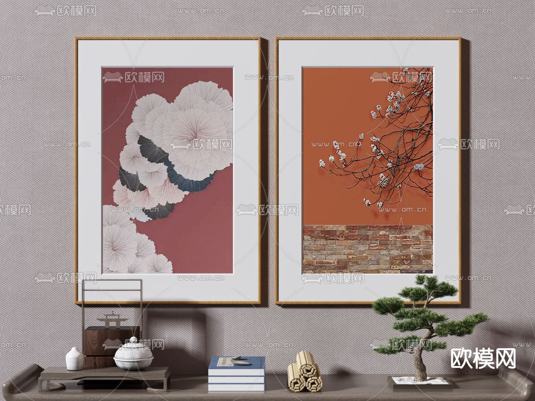 新中式装饰画su模型下载_ID12002728_sketchup模型下载-欧模网