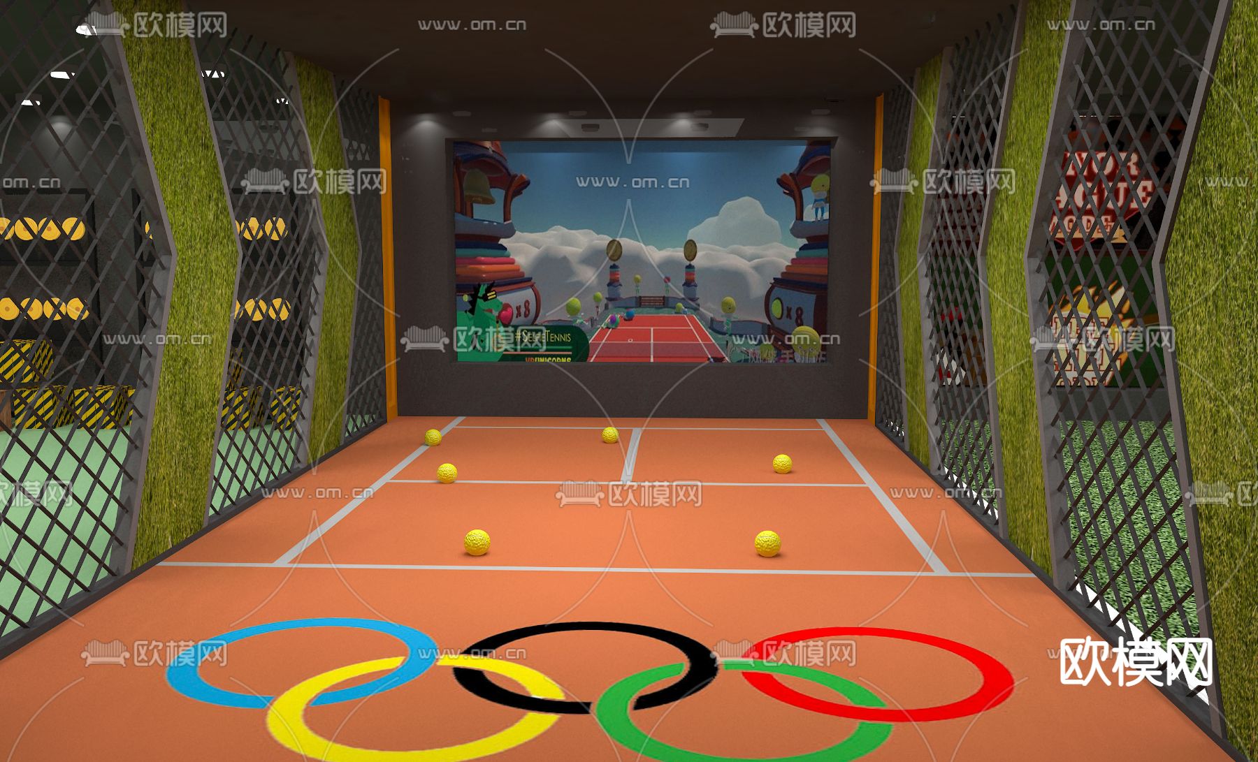 现代运动馆娱乐城3d模型下载（渲染图1）