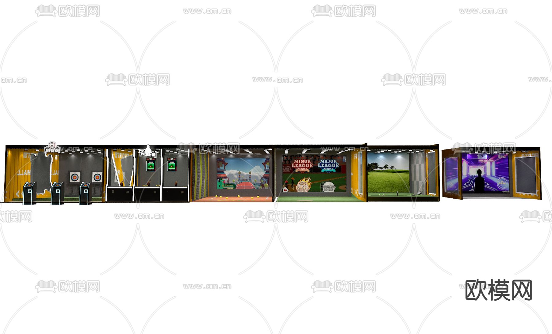现代运动馆娱乐城3d模型下载（渲染图5）