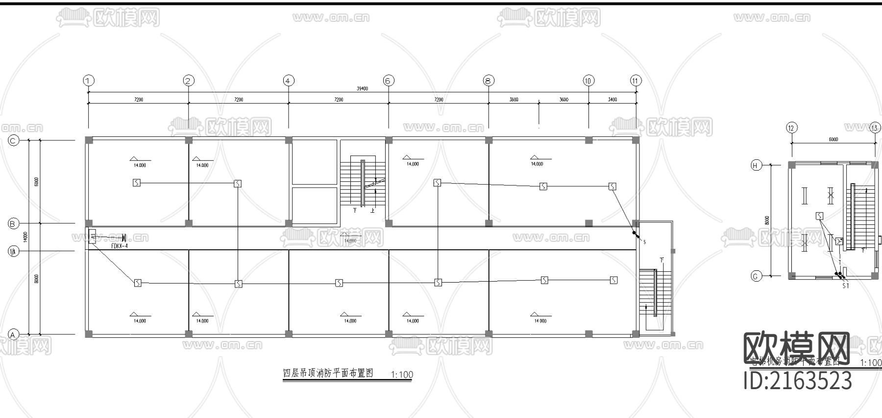 制药车间消防CAD施工图下载（渲染图3）