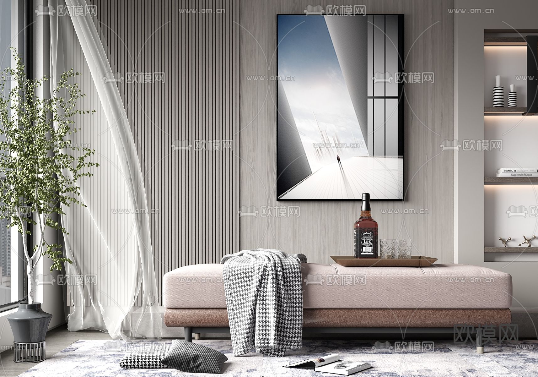 现代床尾凳脚踏3d模型下载