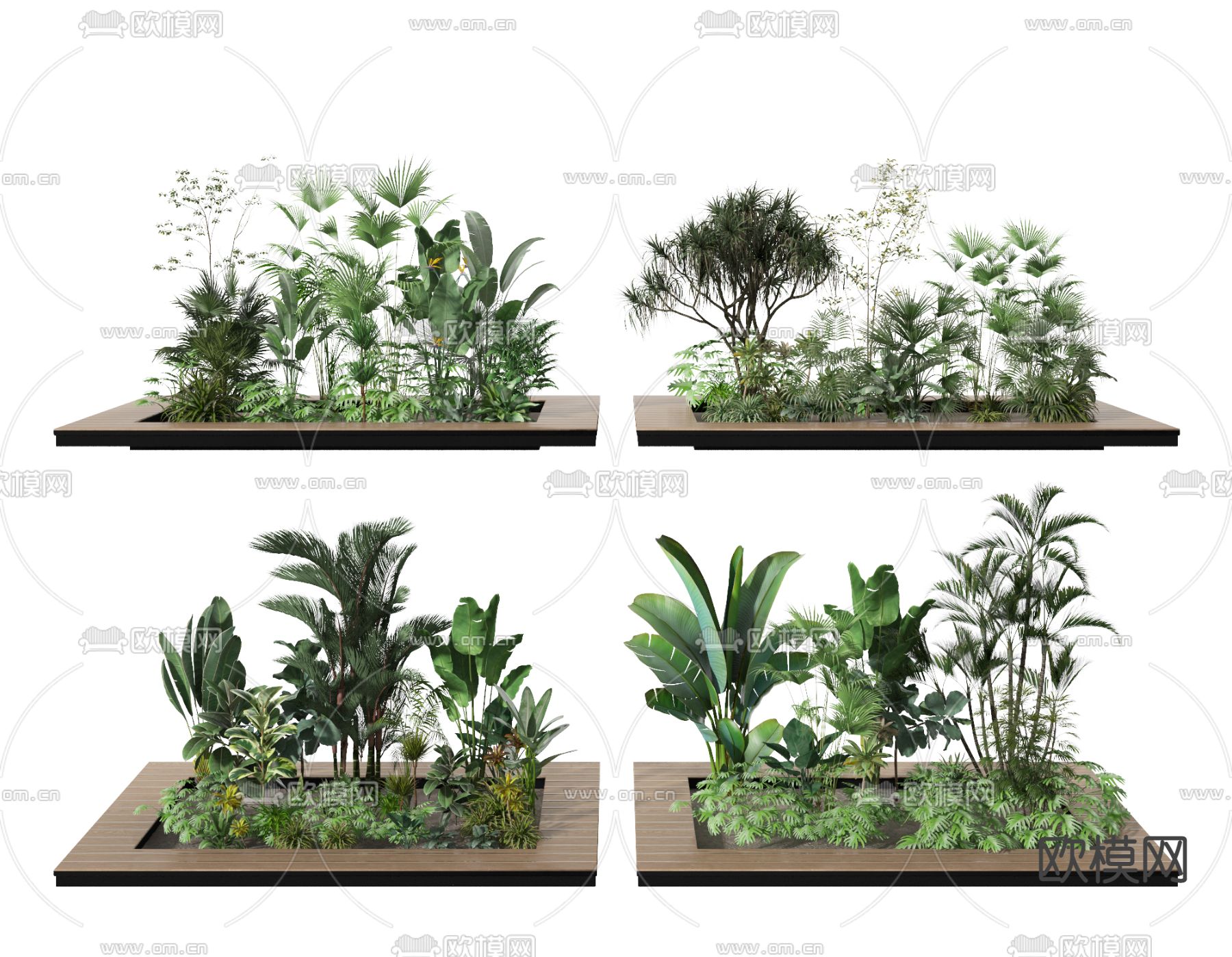 现代植物堆绿植堆灌木小品3d模型