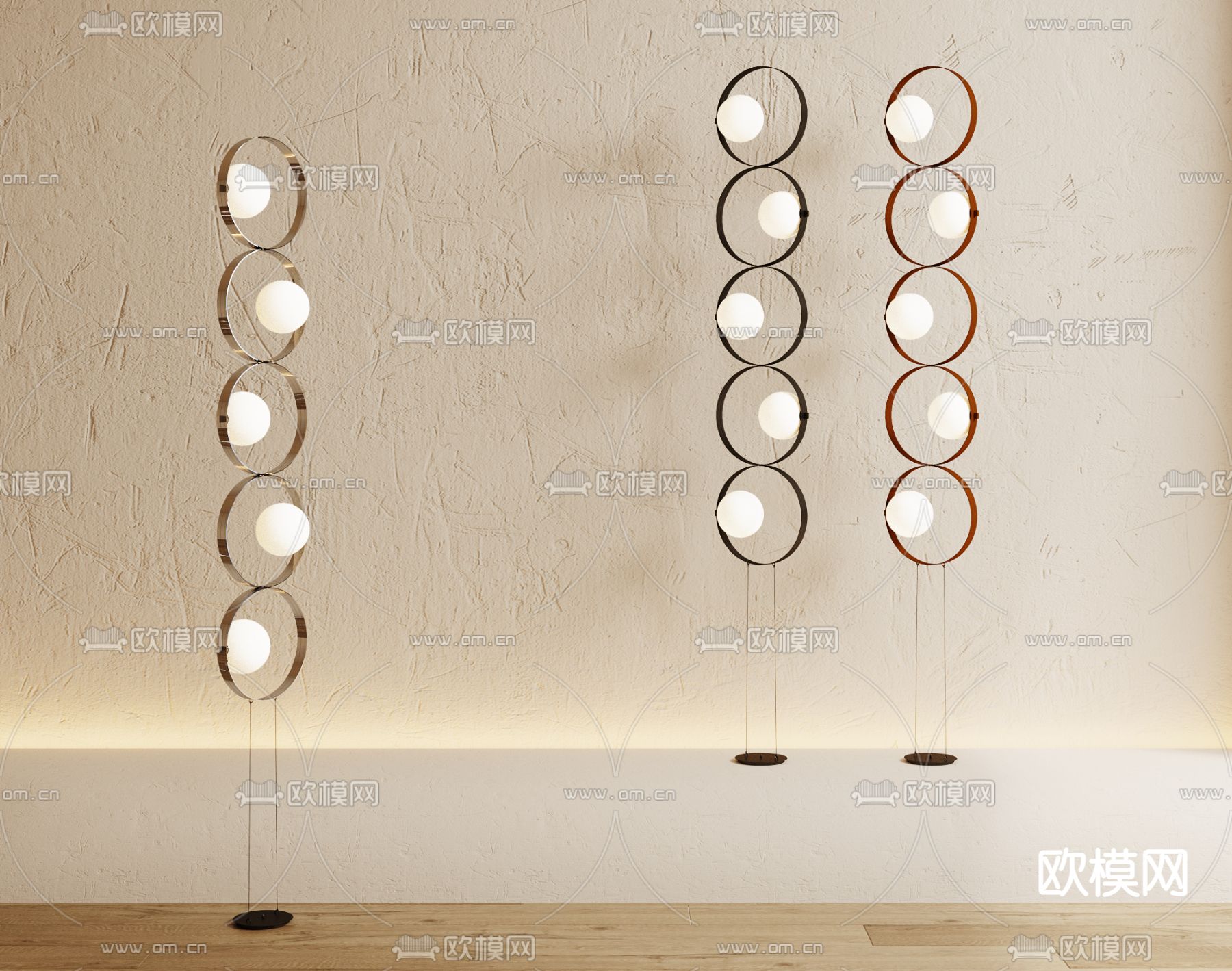 侘寂风圆圈落地灯3d模型下载