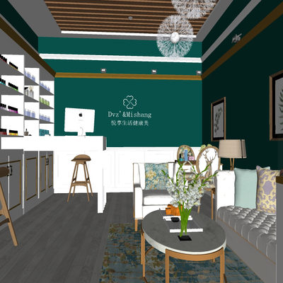  现代美妆美甲店su模型 