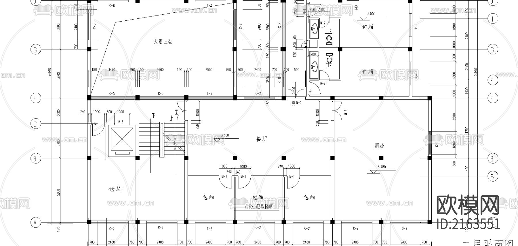 私人宾馆建筑CAD施工图下载（渲染图4）