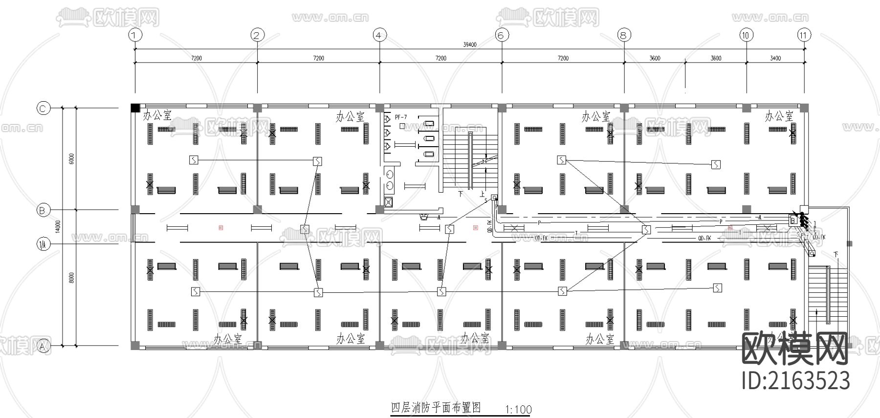 制药车间消防CAD施工图下载（渲染图1）