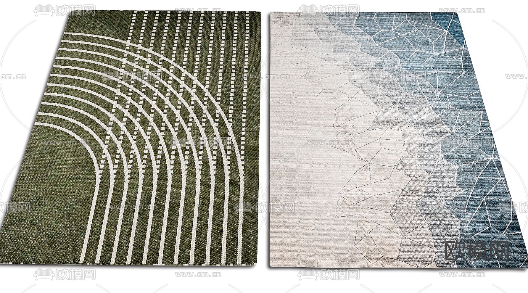 现代抽象花布地毯3d模型下载（渲染图1）