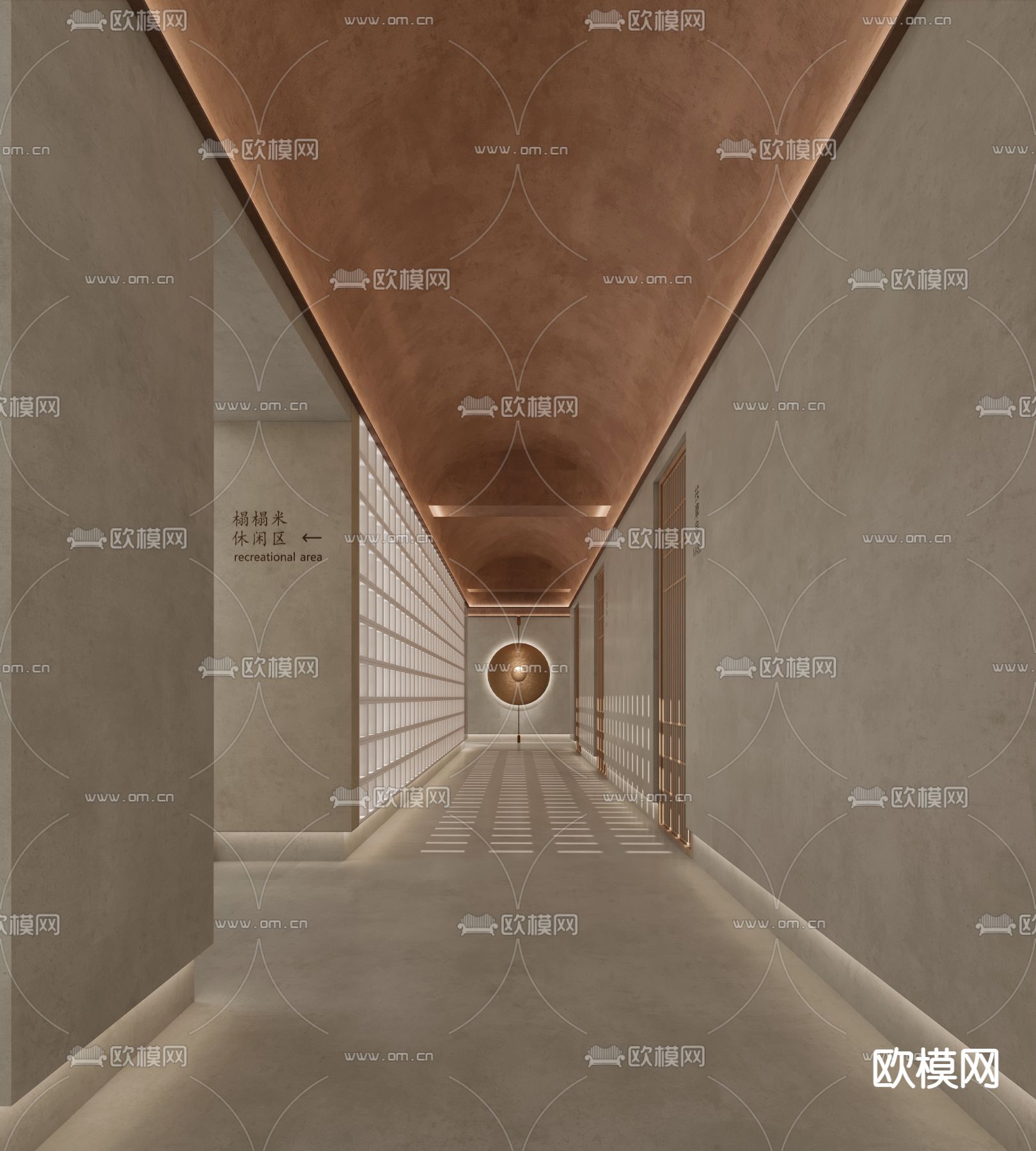 日式SPA养生馆走廊3d模型下载