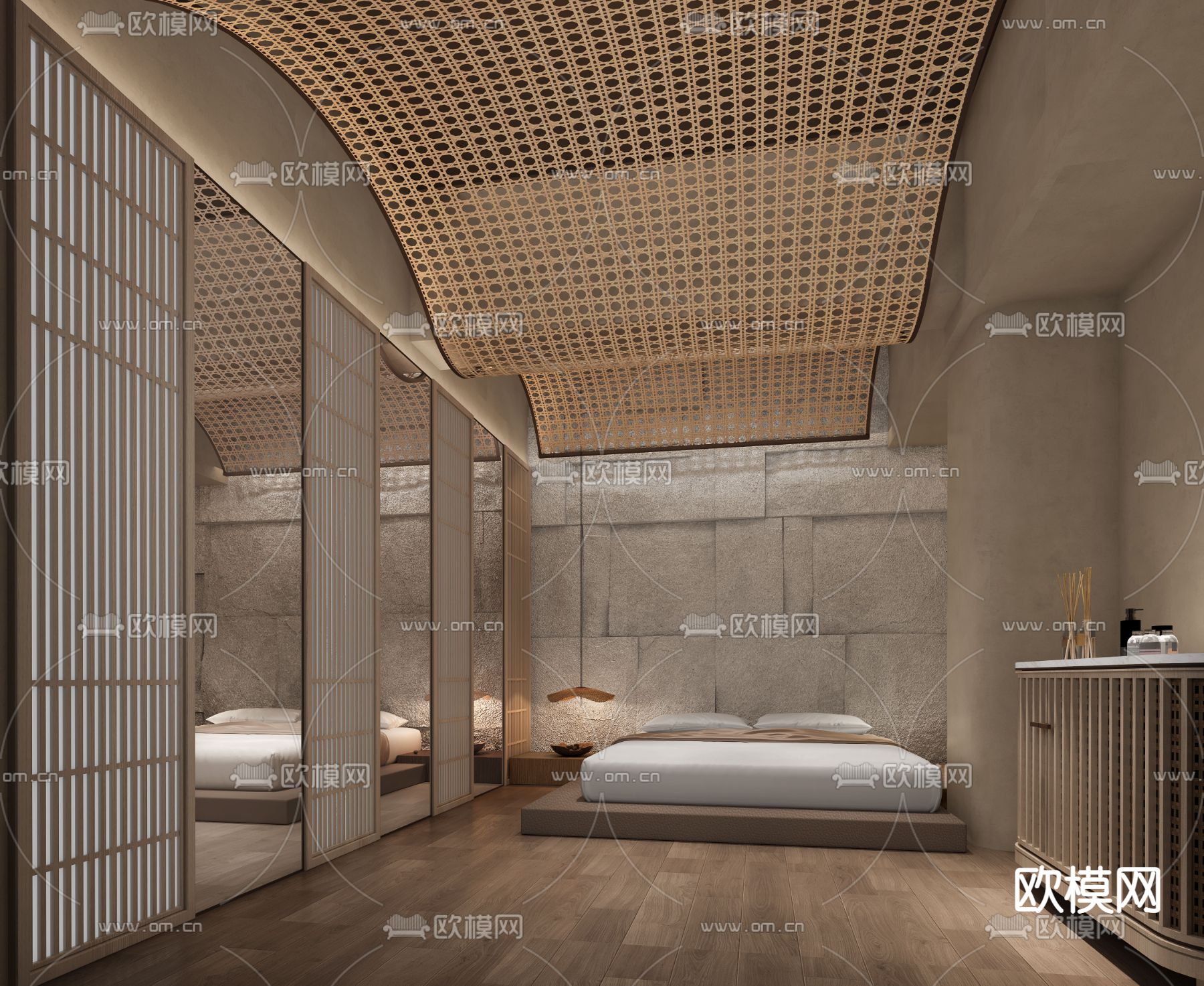 日式SPA洗浴按摩房3d模型下载