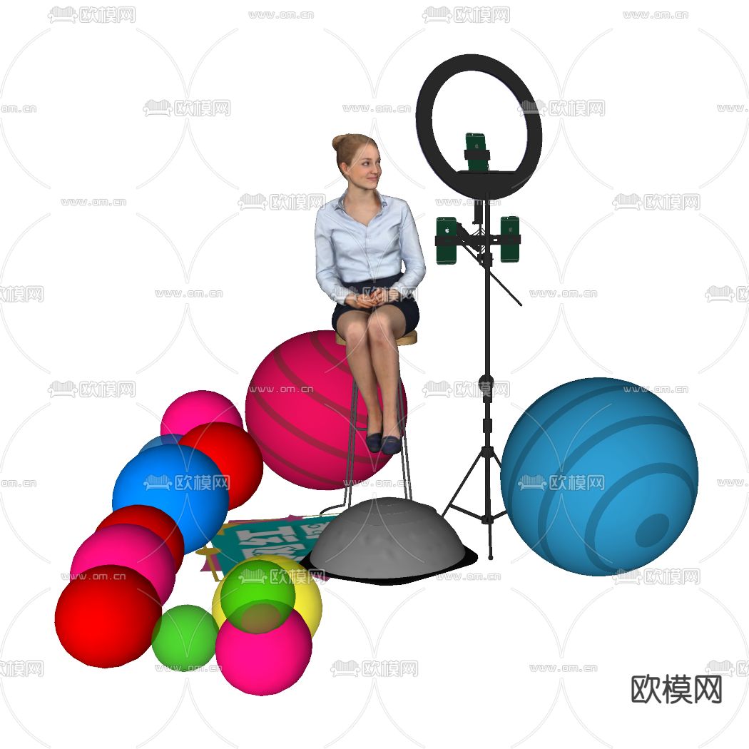 现代直播摄影架su模型下载