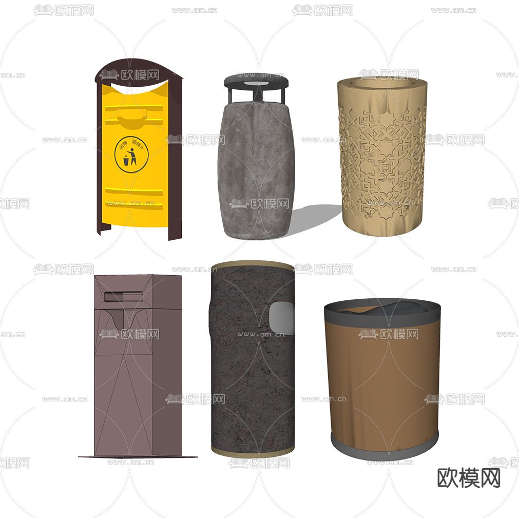现代垃圾桶su模型下载
