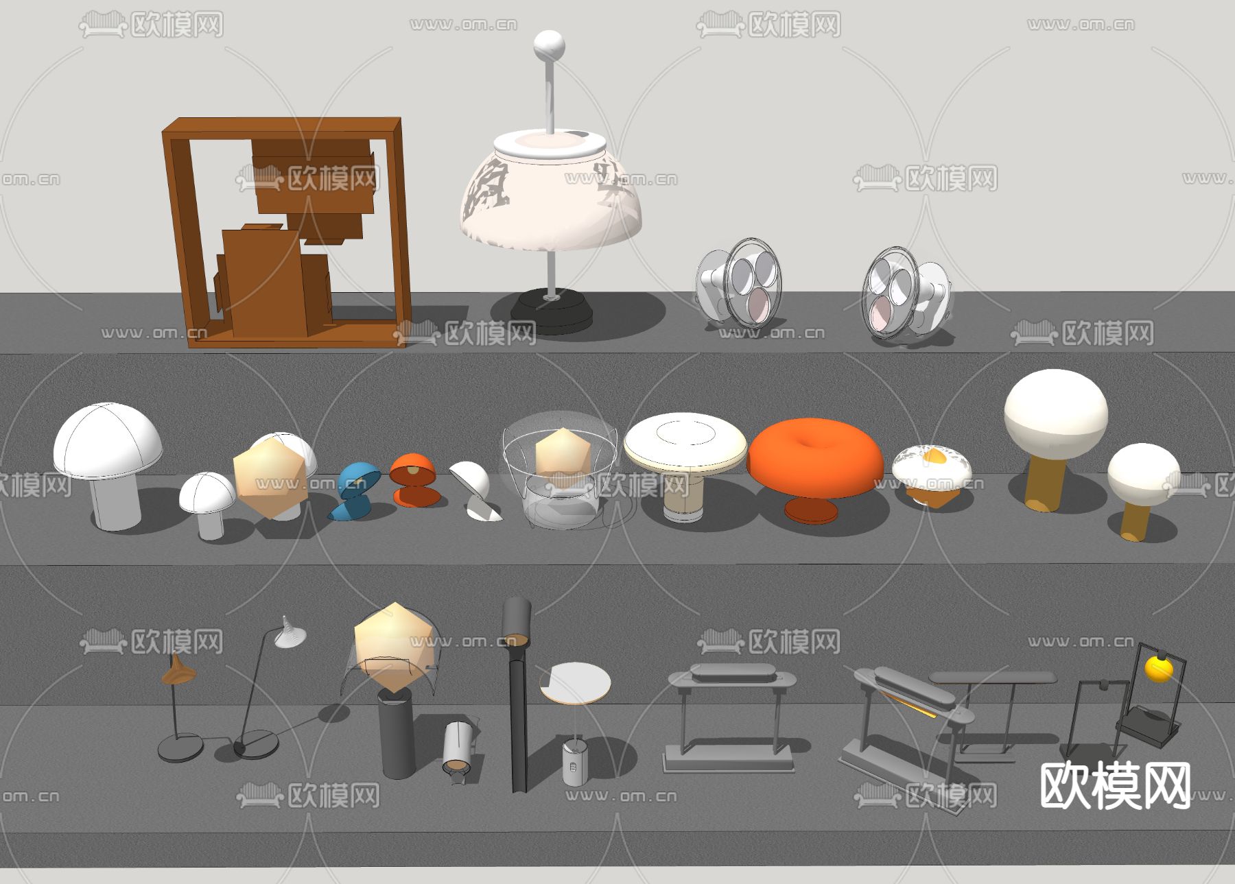 现代台灯su模型下载（渲染图2）