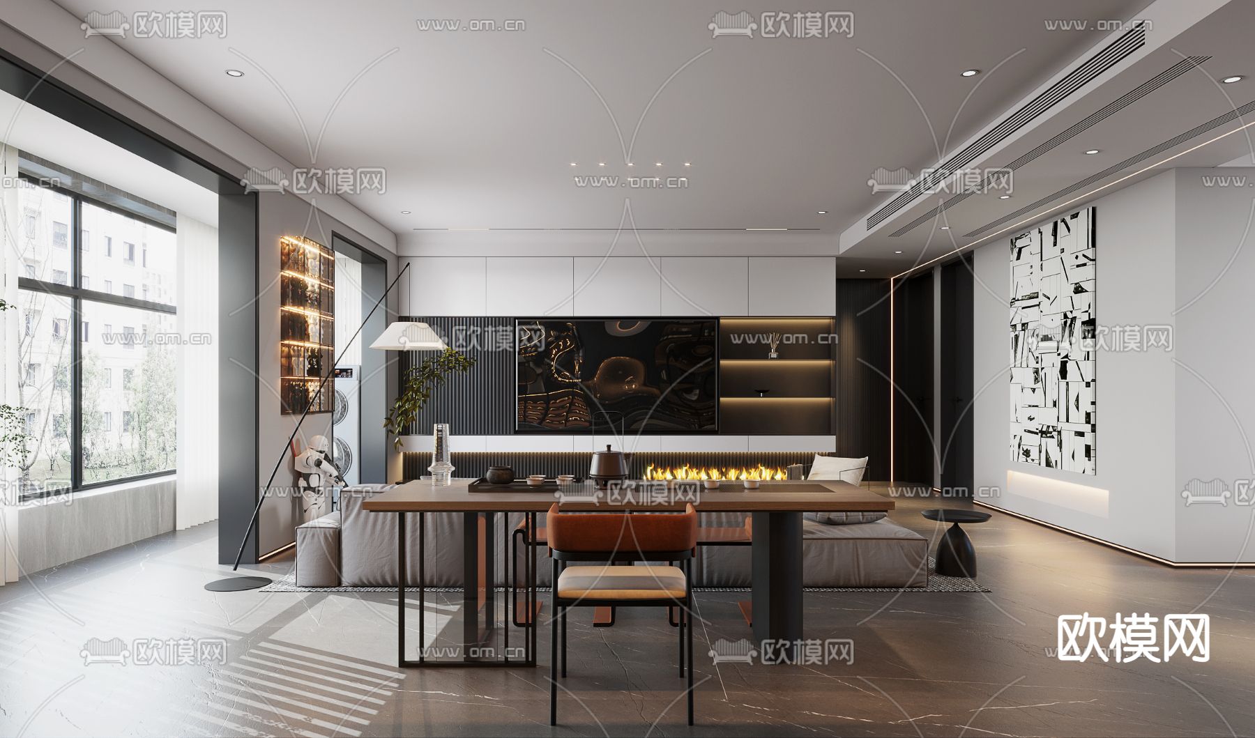 现代轻奢客餐厅3d模型